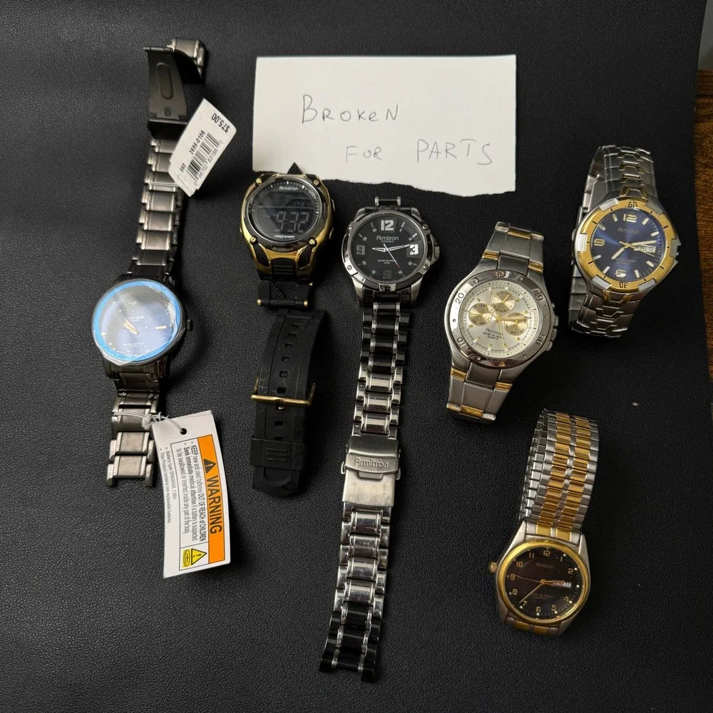 Set of 6 Armitron Men's Watches Analog & Digital Mix BROKEN FOR PARTS